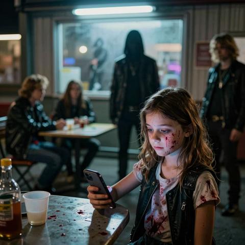 The 7-Year-Old Girl Stumbled Into A 2 AM Truck Stop With Fresh Wounds And A Smile Too Calm To Trust… Then She Tapped A Hidden SOS On The Counter, And 12 Bikers Stopped Eating. – storyteller