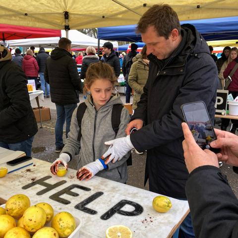 The Girl At The Farmers Market Smiled While Selling Lemonade With Bandaged Hands… Until A Police Siren Passed, And She Spelled HELP With Sugar Packets. – storyteller