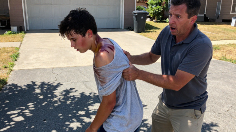 I Thought I Was Catching a Neighborhood Thief in the Blistering Summer Heat, But When the Scared Boy’s Collar Slipped, the Horrifying Purple Bruises on His Neck Changed My Life Forever. – storyteller