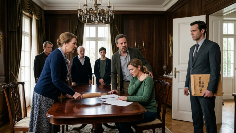 DIE SCHWIEGERMUTTER SCHLUG IHRER SCHWIEGERTOCHTER IN DER VILLA MIT DEM NUDELHOLZ AUF DIE SCHULTER, WEIL SIE DEN ERBVERZICHT NICHT UNTERSCHREIBEN WOLLTE — DOCH ALS DER STAATSANWALT MIT EINEM VERSIEGELTEN UMSCHLAG EINTRAT, WURDE DIE GANZE FAMILIE STILL.