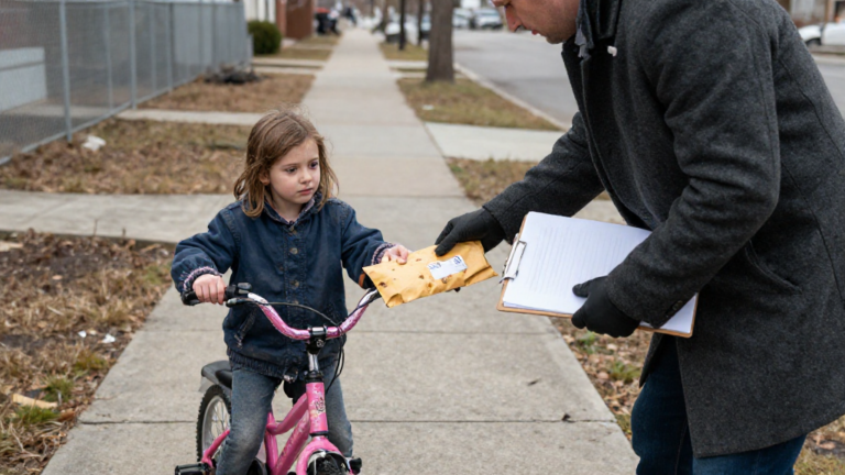 I thought the shivering eight-year-old girl was just trying to sell her pink bicycle for grocery money. But when she stared at my gray overcoat and pulled a damp envelope from her bike basket, a routine property appraisal turned into a race to protect a missing heir. – storyteller
