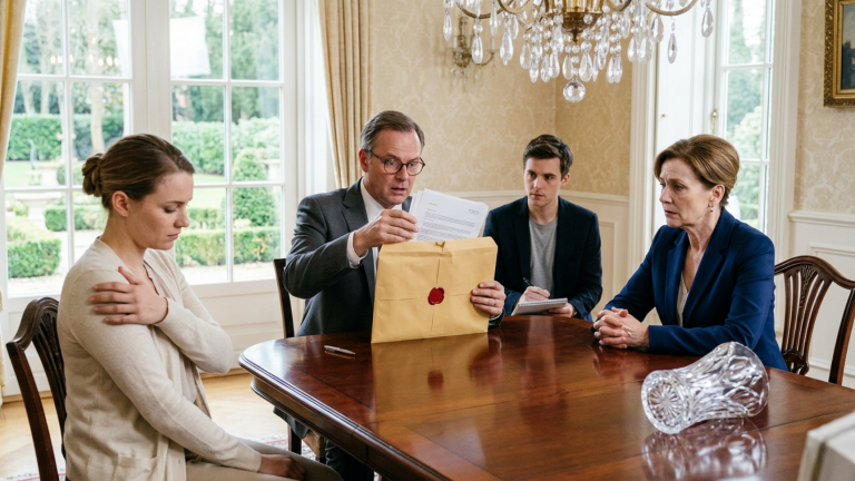 DIE SCHWIEGERMUTTER SCHLUG IHRER SCHWIEGERTOCHTER MIT DER KRISTALLVASE GEGEN DEN OBERARM, WEIL SIE IHREN NAMEN NICHT AUS DER FIRMENLISTE STREICHEN WOLLTE — DOCH ALS DER WIRTSCHAFTSPRÜFER DAS DOKUMENT MIT ROTEM SIEGEL ÖFFNETE, WURDE DIE GANZE VILLA STILL.