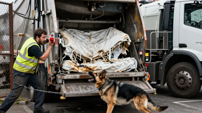 I Watched The Sanitation Crew Throw A Rotted Mattress Into The Compactor, But The Chained German Shepherd Let Out A Sound That Forced Me To Halt The Machine Immediately. – storyteller