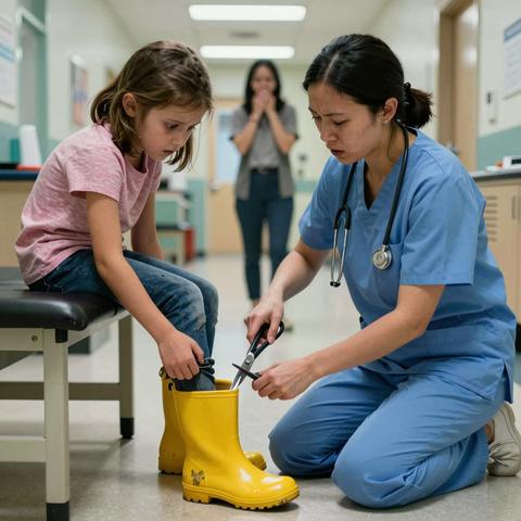 When The School Nurse Finally Cut Off The 7-Year-Old’s Rain Boots After She Refused To Take Them Off For Months, The Horrifying Secret Inside Made The Entire Hallway Freeze In Absolute Disbelief. – storyteller