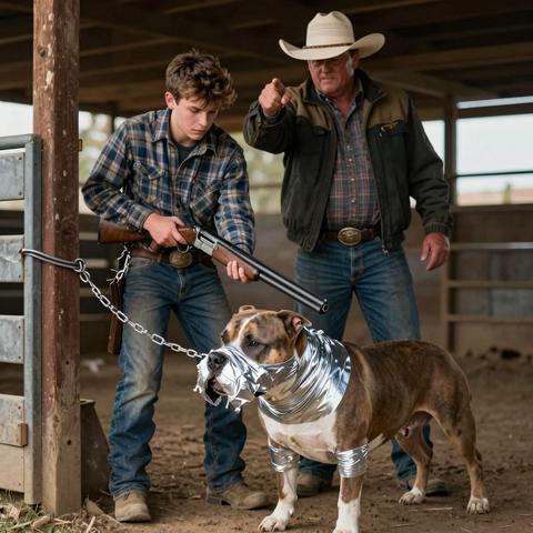 The Wealthy Ranch Foreman Handed Me A Loaded Shotgun And Demanded I Eliminate His ‘Savage’ Pitbull. But The Thick Layers Of Silver Duct Tape Crushing The Animal’s Snout Hid A Terrifying Secret. – storyteller