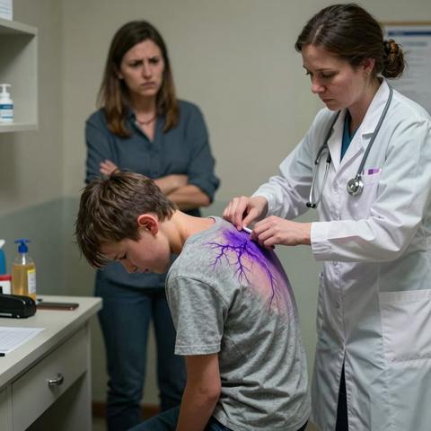 My Son Was Told To Stop Pretending He Felt Sick During Recess… Until The Nurse Found The Violet Stain Spread Across His Upper Back. – storyteller