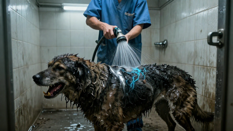 They Warned Me The Growling Stray In Cage Four Was Too Dangerous To Touch. I Ignored Them And Carried Him To The Washroom… Only To See The Horrifying Truth Hidden Deep Beneath His Matted Fur. – storyteller