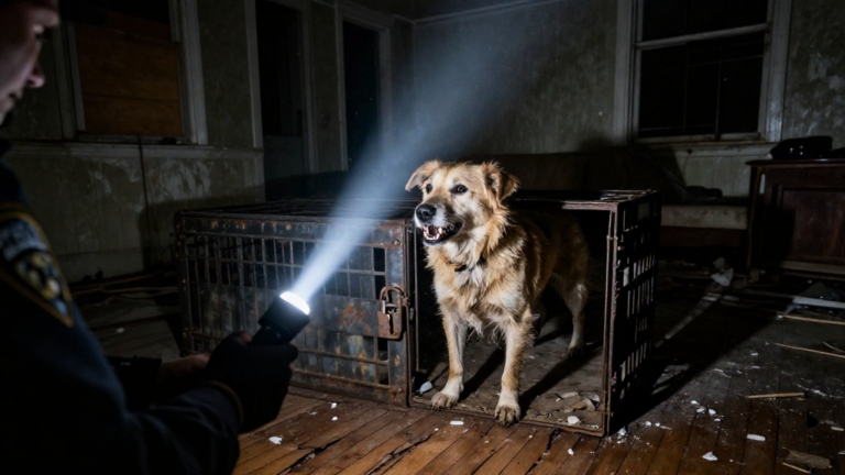 “I Responded To A Routine Noise Complaint At A Boarded-Up Foreclosure… The Heartbreaking Sight I Found Desperately Guarding A Locked Steel Crate Will Haunt Me Until My Dying Day.” – storyteller