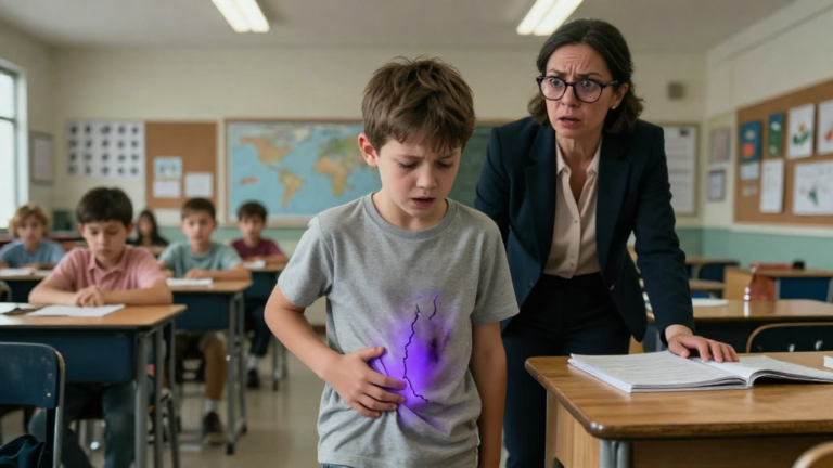 The Third-Grade Teacher Called My Seven-Year-Old A Liar In Front Of The Entire Class, Accusing Him Of Faking Pain—Until She Saw The Violet Line Bleeding Through His Cotton Shirt. – storyteller